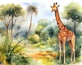 giraffe standing in a jungle nature environment.