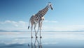 Giraffe standing tall, reflecting elegance in Africa wilderness generated by AI Royalty Free Stock Photo