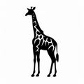 Bold Giraffe Silhouette Stencil On Clean White Background