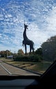 Giraffe statue near entrance of Dallas zoo