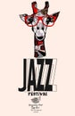 Giraffe with sunglasses - jazz poster