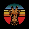 Giraffe sunset vector illustration