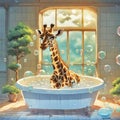 Giraffe In Bubble Bath