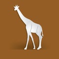 Giraffe in trendy paper cut craft graphic style. Modern design for advertising, branding greeting card, cover, poster, banner. Ve