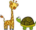 Giraffe and turtle are the best friend