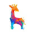 Giraffe of watercolor splash paint
