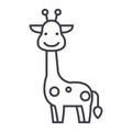 Giraffe vector line icon, sign, illustration on background, editable strokes Royalty Free Stock Photo