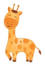 Giraffe . Watercolor paint design . Cute animal cartoon character . Walking position . Vector