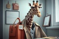 giraffe wearing a doctor coat Royalty Free Stock Photo