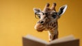 Giraffe wearing glasses reading book learning knowledge Royalty Free Stock Photo