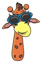 Giraffe wearing sunglasses