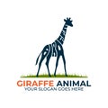Giraffe Wildlife animal logo design vector, icon with Warp Text Into the Shape of a Giraffe illustration
