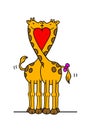 Giraffes in love kiss with their necks bent, with a lot of energy and power