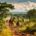 Giraffes Run with Gazelles at Murchison Falls Ugan