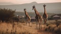 Giraffes in the savannah, Namibia, Africa