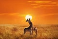 Giraffes in the Serengeti National Park. Africa. Tanzania. Suns