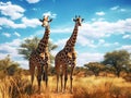 Ai Generated illustration Wildlife Concept of Giraffes South Africa