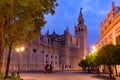 Giralda and Seville Cathedral at night, Spain