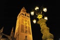 The Giralda Tower at night, Cathedral of Seville, Andalusia, Spain Royalty Free Stock Photo