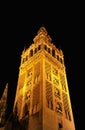 The Giralda Tower at night, Cathedral of Seville, Andalusia, Spain Royalty Free Stock Photo