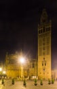 Giralda tower in night. Seville, Spain Royalty Free Stock Photo