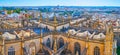 Panorama of Gohic Seville Cathedral from Giralda tower, Spain