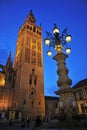 The Giralda Tower at sunset, Cathedral of Seville, Andalusia, Spain Royalty Free Stock Photo