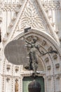 Giraldillo bronze copy made in 1998 in front of the Price door of Seville Cathedral Royalty Free Stock Photo