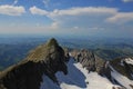 Girenspitz, mountain of the Alpstein Range. View from Mount Santis, Switzerland. Summer clouds. Royalty Free Stock Photo