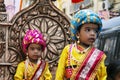 GIRGOAN, MUMBAI, MAHARSHTRA, April 2016, Two young boys dressed in traditional Indian attire, Bal Raje at Gudi Padwa celebrations