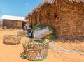 Giriama women preparing vegetables for market