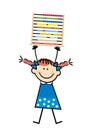 Girl with abacus, funny vector illustrtion