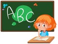 A girl and ABC balckboard