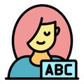 Girl abc icon color outline vector Royalty Free Stock Photo