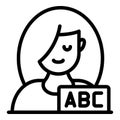 Girl abc icon, outline style Royalty Free Stock Photo