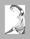 Girl. Abstract graphic composition. hand drawn black and white vector Royalty Free Stock Photo