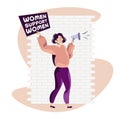 Girl activist holding poster female empowerment movement women power concept