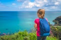 Girl admiring the Cornish coast