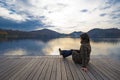 Girl admiring lake