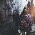 Girl Adventure Traveling Holiday Walking Alleyway Concept