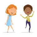 Girl and afro american boy dancing with music Royalty Free Stock Photo