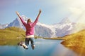 Girl against Alpine scenery