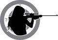 Girl aims from a rifle