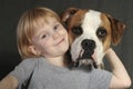 Girl with American Bulldog Royalty Free Stock Photo