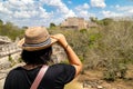 A girl in the ancient city of Maya Ek Balam Royalty Free Stock Photo