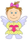 Girl-angel with heart Royalty Free Stock Photo