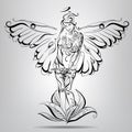 Girl angel with wings of a butterfly. Vector illustration Royalty Free Stock Photo