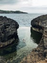 Girl at Angels Billabong, Nusa Penida Bali Indonesia Royalty Free Stock Photo