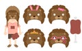 Girl animal wildlife mask costume fancy party set, Lion concept design illustration