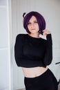 Girl anime with purple hair Japan Cosplay